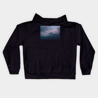 clouds sunset summer evening aesthetic photography blue grey pink purple Kids Hoodie